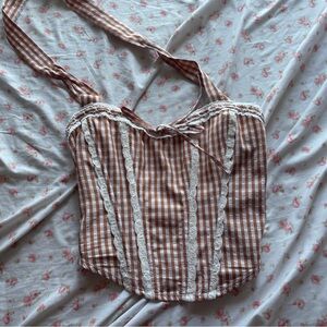 PacSun Brown and White Bustier Tank Top